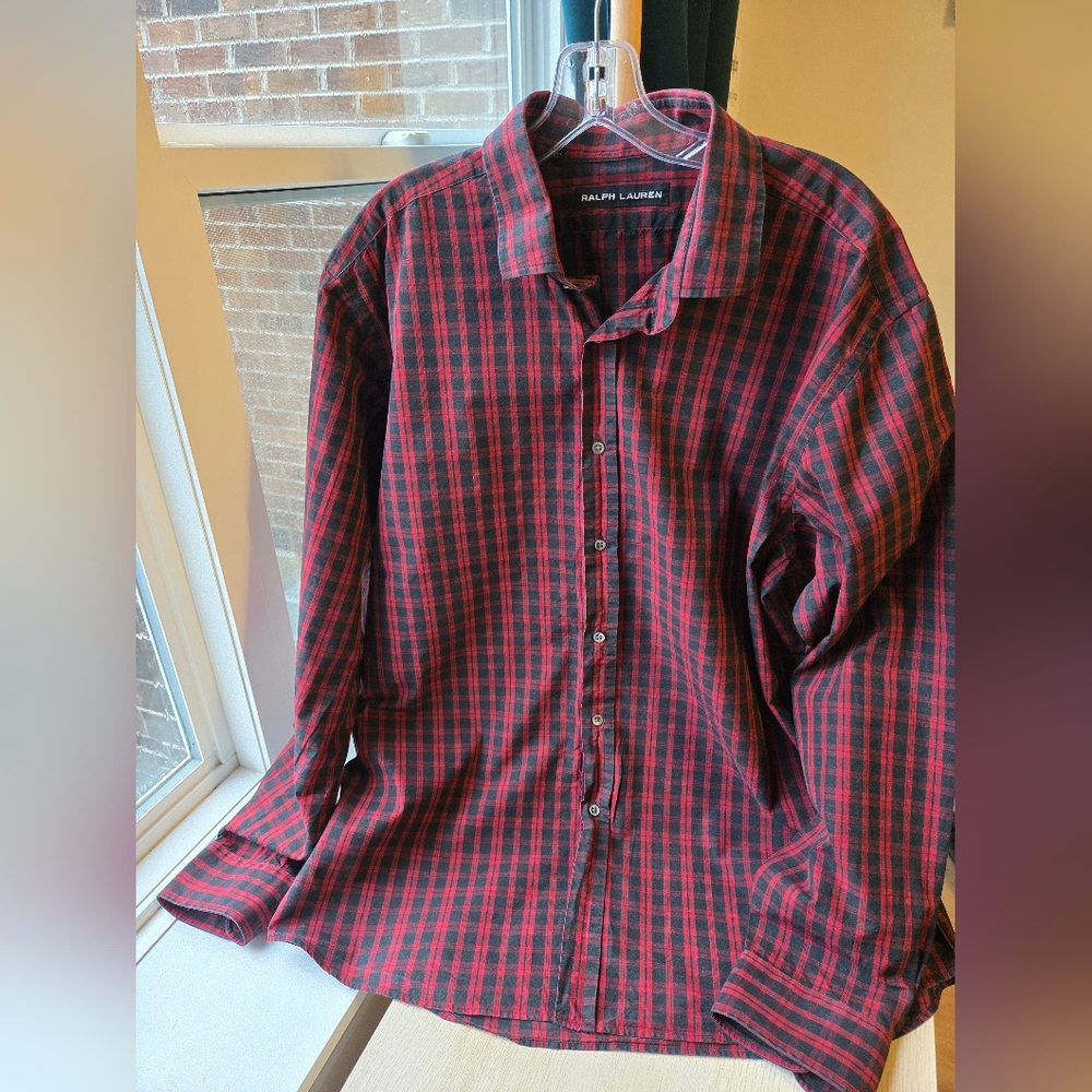 Ralph Lauren Men's Checkered Red and Black Shirt